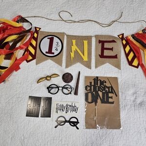 Harry Potter Inspired Red and Gold Party Banner and Photo Props